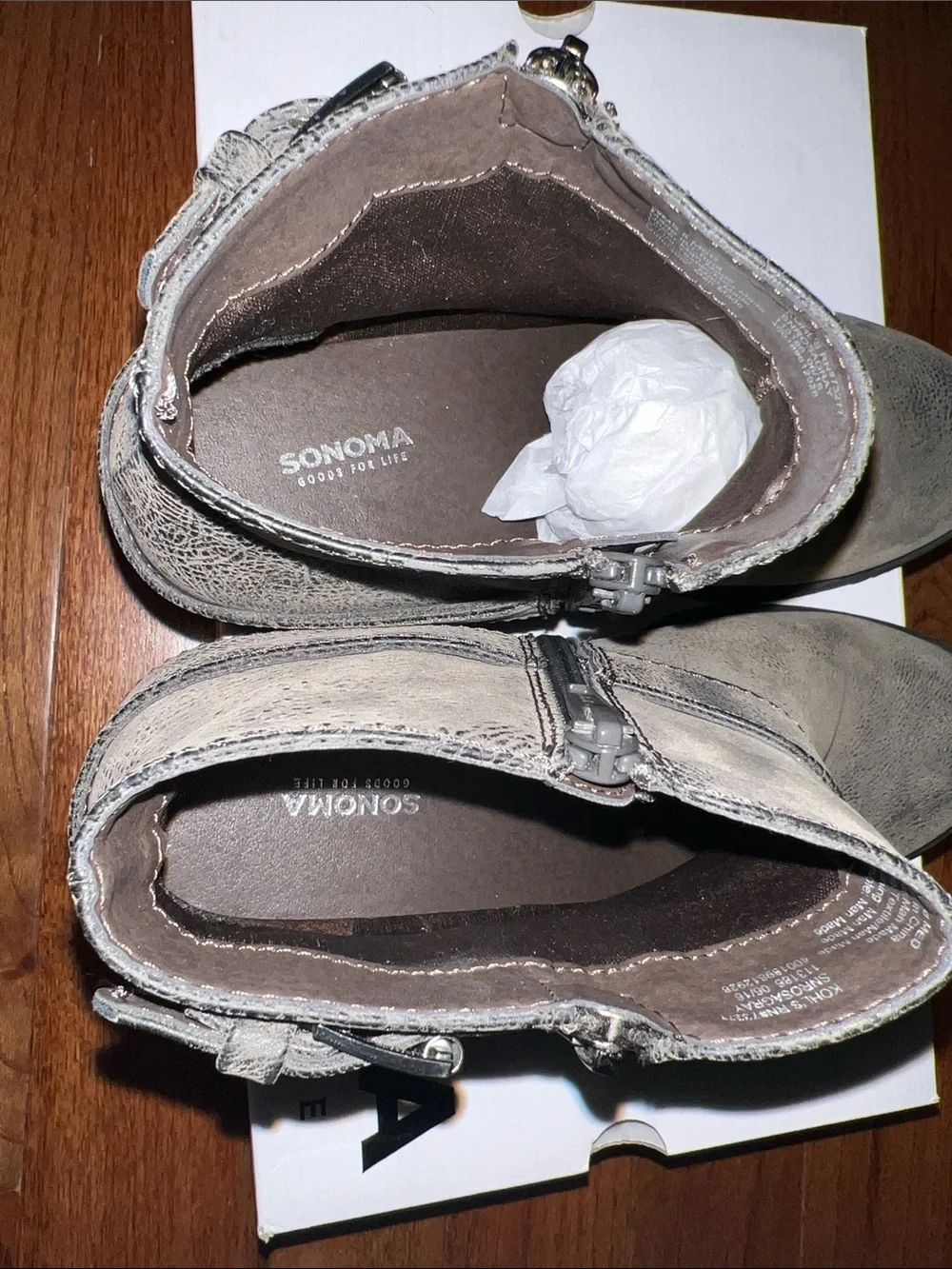 Sonoma Distressed Gray Double-Buckle Ankle Booties